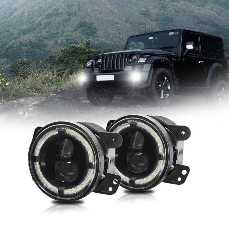 For Jeep Wrangler JK 2 Door 2007-2015 Y4 4 inch 1 Pair Light Guide Dual Lens Fog Light(Yellow White) - Fog / Driving Lights by buy2fix | Online Shopping UK | buy2fix