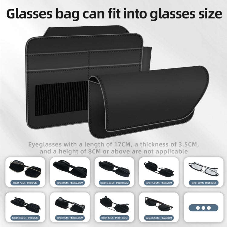 3073 Napa Texture Leather Car Removable Glasses Storage Bag(Black) - Sunglasses & Glasses Clips by buy2fix | Online Shopping UK | buy2fix