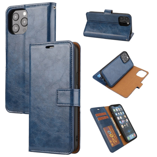For iPhone 15 Pro Max Crazy Horse Texture Detachable Horizontal Flip PU Case(Blue) - iPhone 15 Pro Max Cases by buy2fix | Online Shopping UK | buy2fix