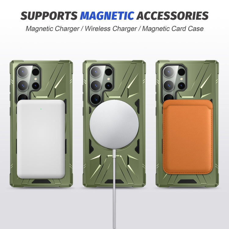 For Samsung Galaxy S23 5G MagSafe Magnetic Shockproof Phone Case with Ring Holder(Dark Green) - Galaxy S23 5G Cases by buy2fix | Online Shopping UK | buy2fix