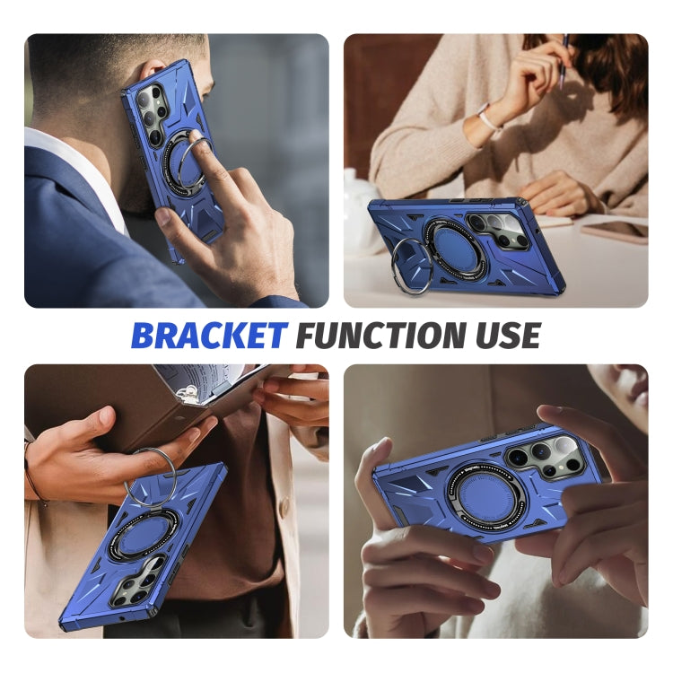 For Samsung Galaxy S24+ 5G MagSafe Magnetic Shockproof Phone Case with Ring Holder(Navy Blue) - Galaxy S24+ 5G Cases by buy2fix | Online Shopping UK | buy2fix