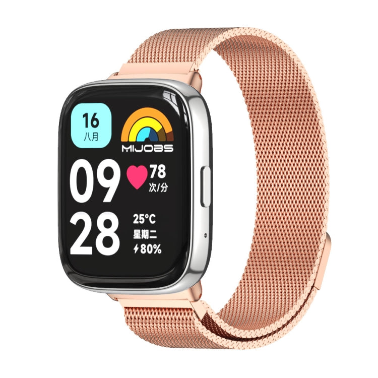 For Redmi Watch 3 Lite / Watch 3 Active Mijobs Milan Magnetic Metal Watch Band(Rose Gold) - Watch Bands by MIJOBS | Online Shopping UK | buy2fix