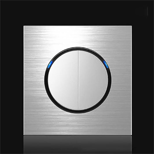 86mm Gray Aluminum Wire Drawing LED Switch Panel, Style:Two Open Dual Control - Consumer Electronics by buy2fix | Online Shopping UK | buy2fix