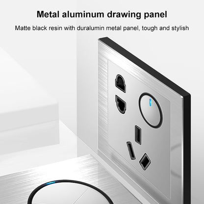 86mm Gray Aluminum Wire Drawing LED Switch Panel, Style:TV-Computer Socket - Consumer Electronics by buy2fix | Online Shopping UK | buy2fix