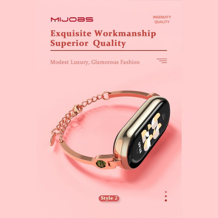 For Xiaomi Mi Band 8 / 9 / 9 NFC Mijobs Ruyi Beauty Bracelet Watch Band(Rose Gold Green) - Watch Bands by MIJOBS | Online Shopping UK | buy2fix