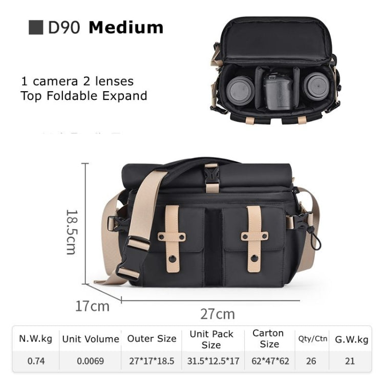 Cwatcun D90 Contrast Color Single Shoulder Camera Bag Outdoor Camera Bag Professional Crossbody Handbag, Size:27 x 17 x 18.5cm Medium(Black) - Strap Satchel by Cwatcun | Online Shopping UK | buy2fix