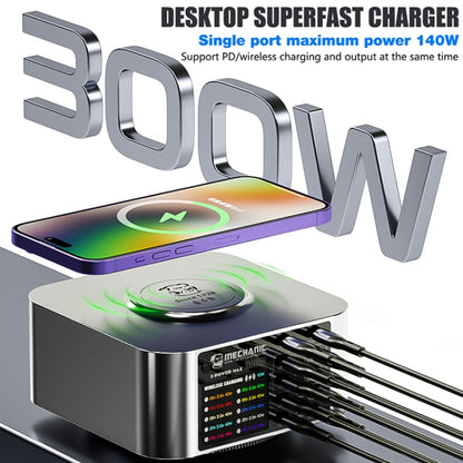 Mechanic X-Power Series Multiport Digital Display USB Charger Station with Wireless Charging, Total Power:300W(US Plug) - Dock Charger by MECHANIC | Online Shopping UK | buy2fix