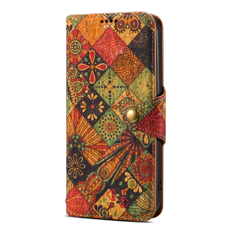 For Samsung Galaxy S23 FE Denior Flower Language Series Cork Fabric Oil Edge Leather Phone Case(Autumn) - Galaxy S23 FE 5G Cases by Denior | Online Shopping UK | buy2fix