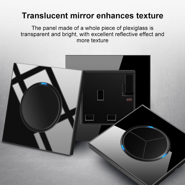 86mm Round LED Tempered Glass Switch Panel, Black Round Glass, Style:One Open Multiple Control - Consumer Electronics by buy2fix | Online Shopping UK | buy2fix