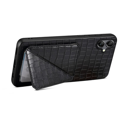 For Samsung Galaxy S24 Ultra 5G Denior Imitation Crocodile Leather Back Phone Case with Holder(Black) - Galaxy S24 Ultra 5G Cases by Denior | Online Shopping UK | buy2fix