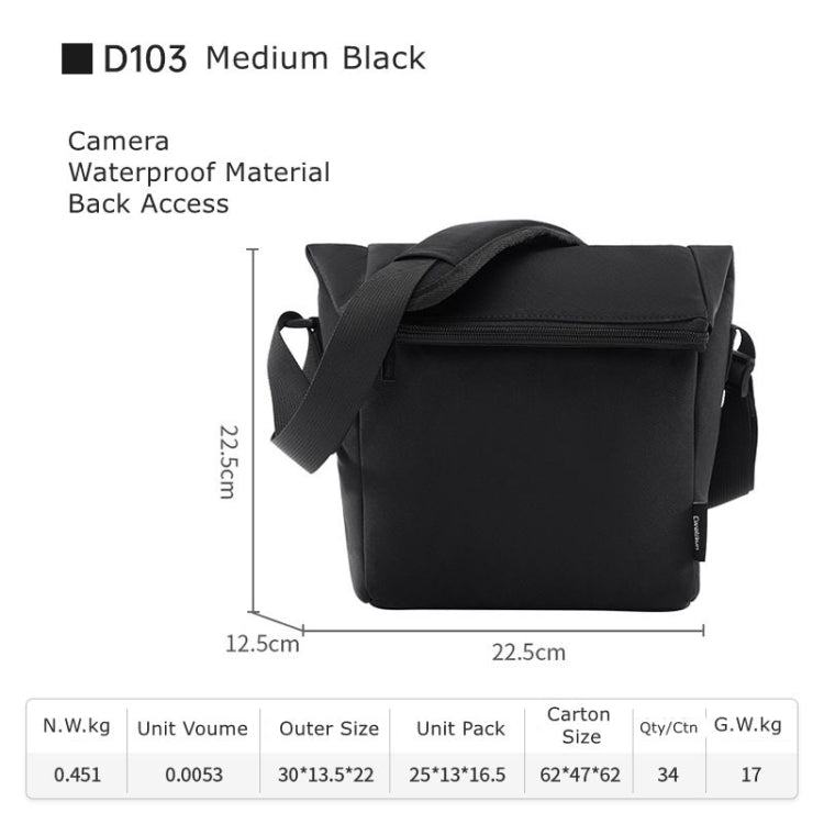 Cwatcun D103 Crossbody Camera Bag Photography Lens Shoulder Bag, Size:22.5 x 22.5 x 12.5cm(Black) - Strap Satchel by Cwatcun | Online Shopping UK | buy2fix