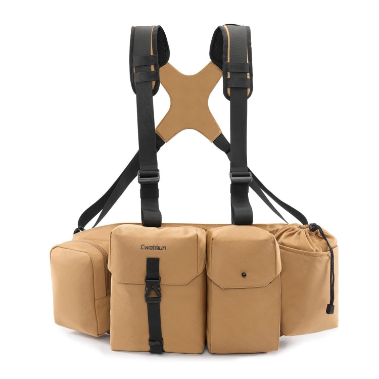 Cwatcun D104 Camera Waist Pack Vest Bag, Size:75 x 10.5 x 27.5cm(Earth) - Strap Satchel by Cwatcun | Online Shopping UK | buy2fix