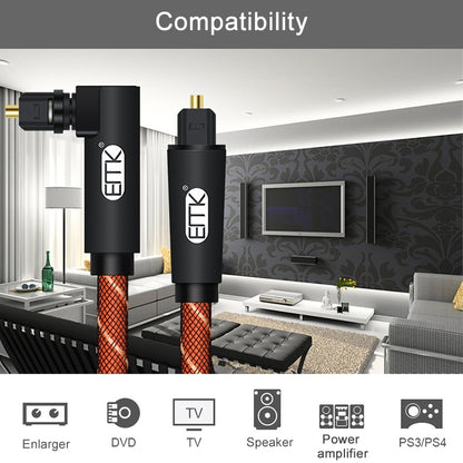 EMK 90 Degree Swivel Adjustable Right Angled 360 Degrees Rotatable Plug Nylon Woven Mesh Optical Audio Cable, Cable Length:2m(Orange) - Audio Optical Cables by EMK | Online Shopping UK | buy2fix