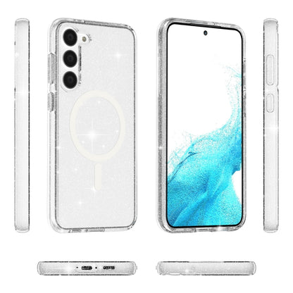 For Samsung Galaxy S24+ 5G Terminator Style Glitter Powder MagSafe Magnetic Phone Case(White) - Galaxy S24+ 5G Cases by buy2fix | Online Shopping UK | buy2fix