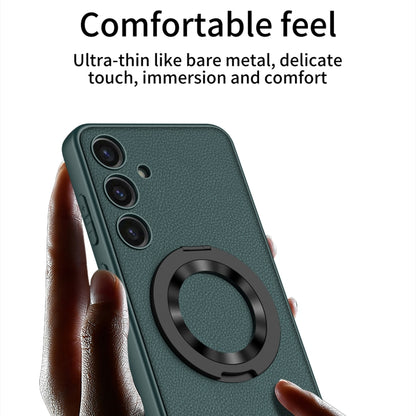 For Samsung Galaxy S24+ 5G GKK Skin Feel Leather MagSafe Magnetic Phone Case with Holder(Green) - Galaxy S24+ 5G Cases by GKK | Online Shopping UK | buy2fix