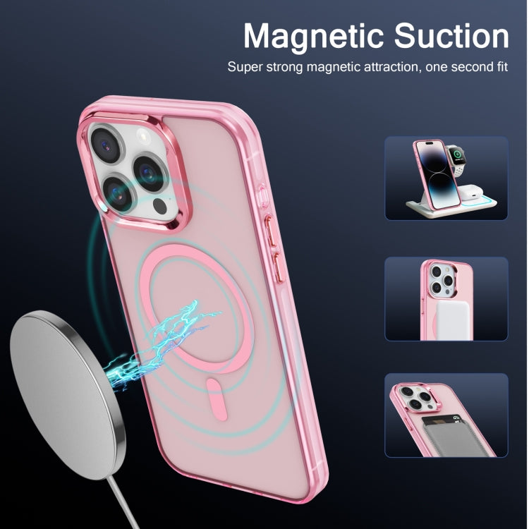 For iPhone 14 Pro Electroplated IMD Magsafe PC Hybrid TPU Phone Case(Pink) - iPhone 14 Pro Cases by buy2fix | Online Shopping UK | buy2fix