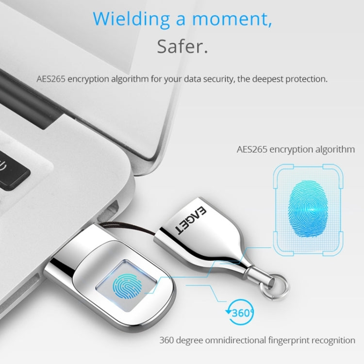 EAGET FU5 64G USB 2.0 Interface Metal Flash U Disk with Fingerprint Identification - Computer & Networking by EAGET | Online Shopping UK | buy2fix