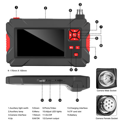 P30 8mm 1080P IP68 Waterproof 4.3 inch Screen Dual Camera Digital Endoscope, Length:2m Hard Cable(Black) - Consumer Electronics by buy2fix | Online Shopping UK | buy2fix