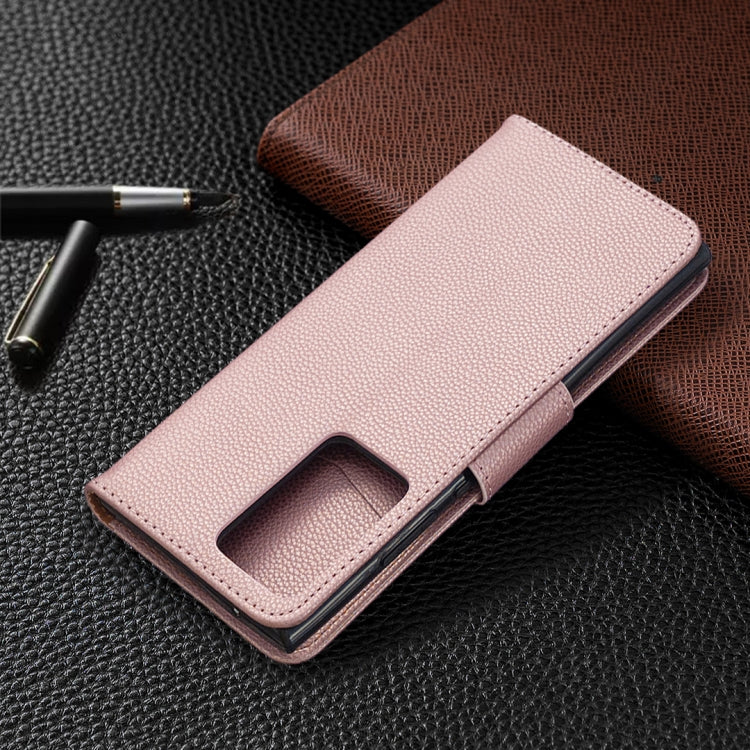 For Samsung Galaxy Note20 Ultra Litchi Texture Pure Color Horizontal Flip Leather Case with Holder & Card Slots & Wallet & Lanyard(Rose Gold) - Samsung Accessories by buy2fix | Online Shopping UK | buy2fix