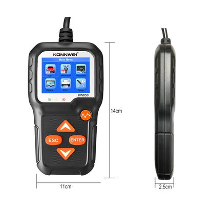 KONNWEI KW650 6V- 12V Car Motorcycle Battery Lawn Mower Detector with 2.4 inch Color Display & Waveform Graph - Code Readers & Scan Tools by KONNWEI | Online Shopping UK | buy2fix