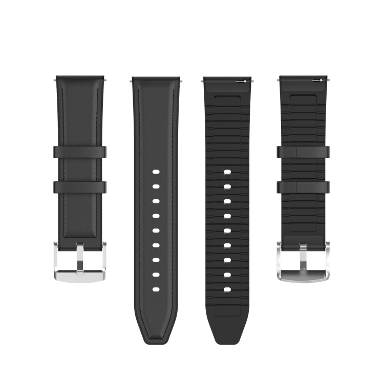 22mm Silicone Leather Watch Band for Huawei Watch GT 2 Pro(Black) - Watch Bands by buy2fix | Online Shopping UK | buy2fix
