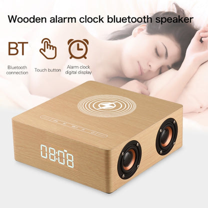 Q5A Multifunctional Wooden Touch Clock Display Wireless Charging Bluetooth Speaker, Support TF Card & U Disk & 3.5mm AUX(Yellow Wood) - Desktop Speaker by buy2fix | Online Shopping UK | buy2fix