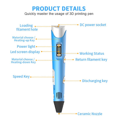 Hand-held 3D Printing Pen, USB Plug(Yellow) - Consumer Electronics by buy2fix | Online Shopping UK | buy2fix