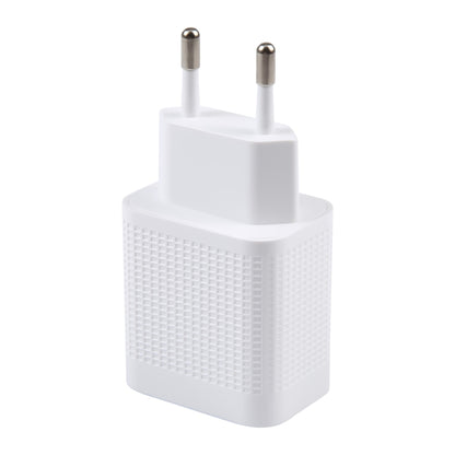 LZ-106A+C PD 20W USB-C/Type-C+QC 3.0 USB Ports Plaid Pattern Travel Charger, EU Plug(White) - USB Charger by buy2fix | Online Shopping UK | buy2fix