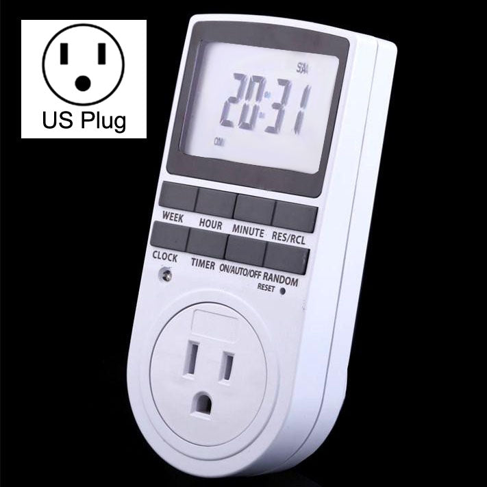 AC 120V Smart Home Plug-in Programmable LCD Display Clock Summer Time Function 12/24 Hours Changeable Timer Switch Socket, US Plug - Consumer Electronics by buy2fix | Online Shopping UK | buy2fix