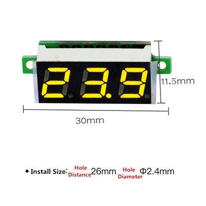 10 PCS 0.28 inch 2 Wires Adjustable Digital Voltage Meter, Color Light Display, Measure Voltage: DC 2.5-30V (Yellow) - Consumer Electronics by buy2fix | Online Shopping UK | buy2fix