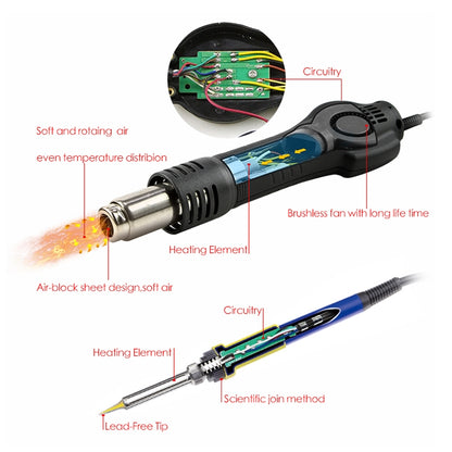 BAKU BK-878L2 AC 110V LED Display 2 in 1 Hot Air Gun Soldering Iron Soldering Station - Electric Soldering Iron by BAKU | Online Shopping UK | buy2fix