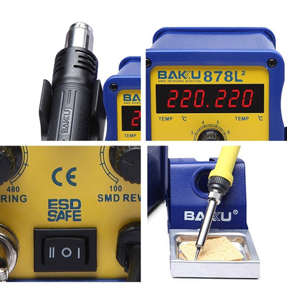 BAKU BK-878L2 AC 110V LED Display 2 in 1 Hot Air Gun Soldering Iron Soldering Station - Electric Soldering Iron by BAKU | Online Shopping UK | buy2fix