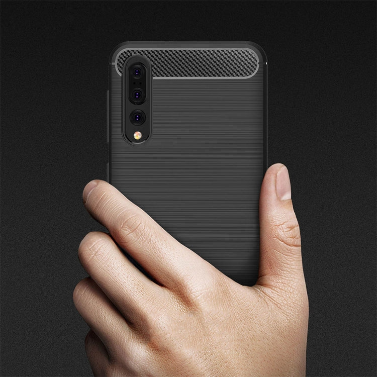 For Huawei  P20 Pro Brushed Texture Carbon Fiber Shockproof TPU Protective Back Case(Black) - Huawei Cases by buy2fix | Online Shopping UK | buy2fix