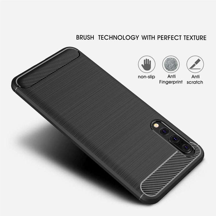 For Huawei  P20 Pro Brushed Texture Carbon Fiber Shockproof TPU Protective Back Case(Black) - Huawei Cases by buy2fix | Online Shopping UK | buy2fix