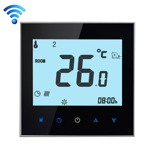 BHT-1000-GB-WIFI 16A Load Electronic Heating Type Touch LCD Digital WiFi Heating Room Thermostat with Sensor, Display Clock / Temperature / Periods / Time / Week / Heat etc.(Black) - Indoor Thermometer by buy2fix | Online Shopping UK | buy2fix