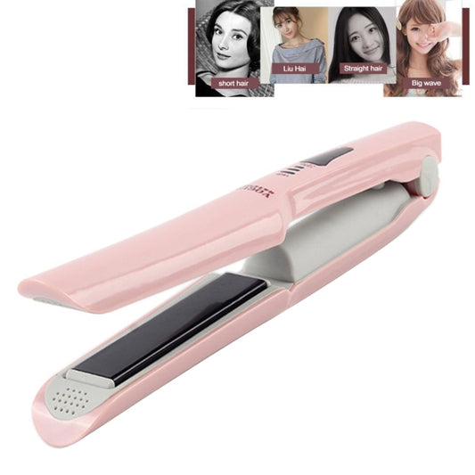Wireless Mini USB Rechargeable Hair Straightener Hair Curler Double Purpose Hair Splint(Pink) - Hair Curler by buy2fix | Online Shopping UK | buy2fix