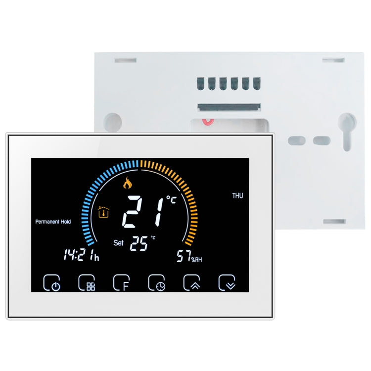 BHT-8000-GCLW Controlling Water/Gas Boiler Heating Energy-saving and Environmentally-friendly Smart Home Negative Display LCD Screen Round Room Thermostat with WiFi(White) - Consumer Electronics by buy2fix | Online Shopping UK | buy2fix