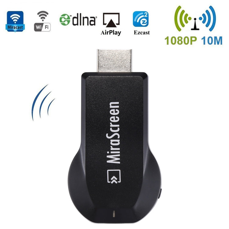 MiraScreen WiFi Display Dongle / Miracast Airplay DLNA Display Receiver Dongle Wireless Mirroring Screen Device with 2 in 1 USB Cable (Black) - Consumer Electronics by buy2fix | Online Shopping UK | buy2fix