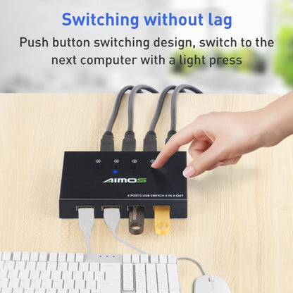 AIMOS AM-KM404K USB2.0 4 In 4 Out Switcher - Switch by buy2fix | Online Shopping UK | buy2fix