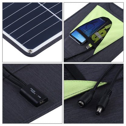 HAWEEL 3 PCS 20W Monocrystalline Silicon Solar Power Panel Charger, with USB Port & Holder & Tiger Clip, Support QC3.0 and AFC(Black) - Charger by HAWEEL | Online Shopping UK | buy2fix