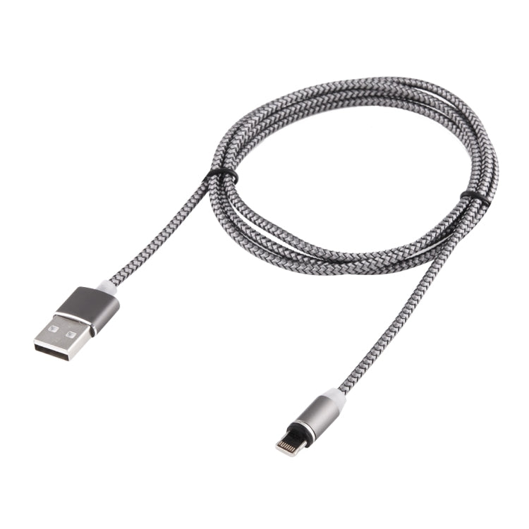 360 Degree Rotation 8 Pin to USB 2.0 Weave Style Magnetic Charging Cable with LED Indicator, Cable Length: 1m(Grey) - Charging Cable & Head by buy2fix | Online Shopping UK | buy2fix