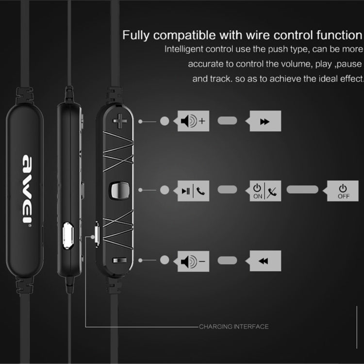 AWEI A980BL Wireless Sport Magnetic Bluetooth Earphone with Wire Control , Support Handfree Call(Green) - Bluetooth Earphone by awei | Online Shopping UK | buy2fix