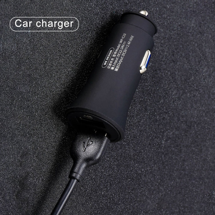 WK WP-C13 2.4A Warpath Dual USB Car Charger with USB to 8 Pin / Micro USB / Type-C Data Cable (White) - In Car by WK | Online Shopping UK | buy2fix