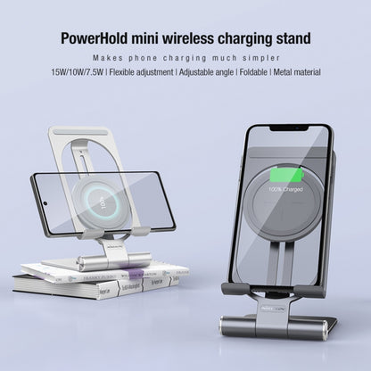 NILLKIN 2 in 1 15W PoweHold Mini Vertical Foldable Detachable Wireless Charger Mobile Phone Holder (Dark Gray) - Wireless Charger by NILLKIN | Online Shopping UK | buy2fix