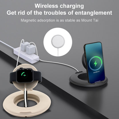 2 in 1 Silicone Desktop Wireless Charger Telescopic Stand For iPhone / Watch Wireless Charger (Black) - Desktop Holder by buy2fix | Online Shopping UK | buy2fix