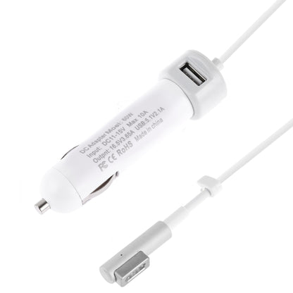 60W 5.1V 2.1A USB Interface Car Charger with 16.5V 3.65A L MagSafe Interface Data Cable(White) - In Car by buy2fix | Online Shopping UK | buy2fix