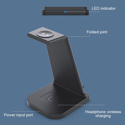 HQ-UD21 3 in 1 Folding Mobile Phone Watch Multi-Function Charging Stand Wireless Charger for iPhones & Apple Watch & Airpods (Black) - Apple Accessories by buy2fix | Online Shopping UK | buy2fix