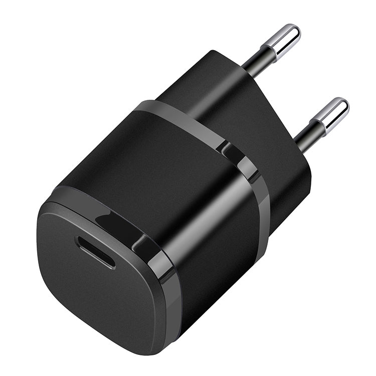 APQ-006 PD 20W USB-C / Type-C Single Port Wine Barrel Shape Travel Charger, EU Plug (Black) - Mobile Accessories by buy2fix | Online Shopping UK | buy2fix