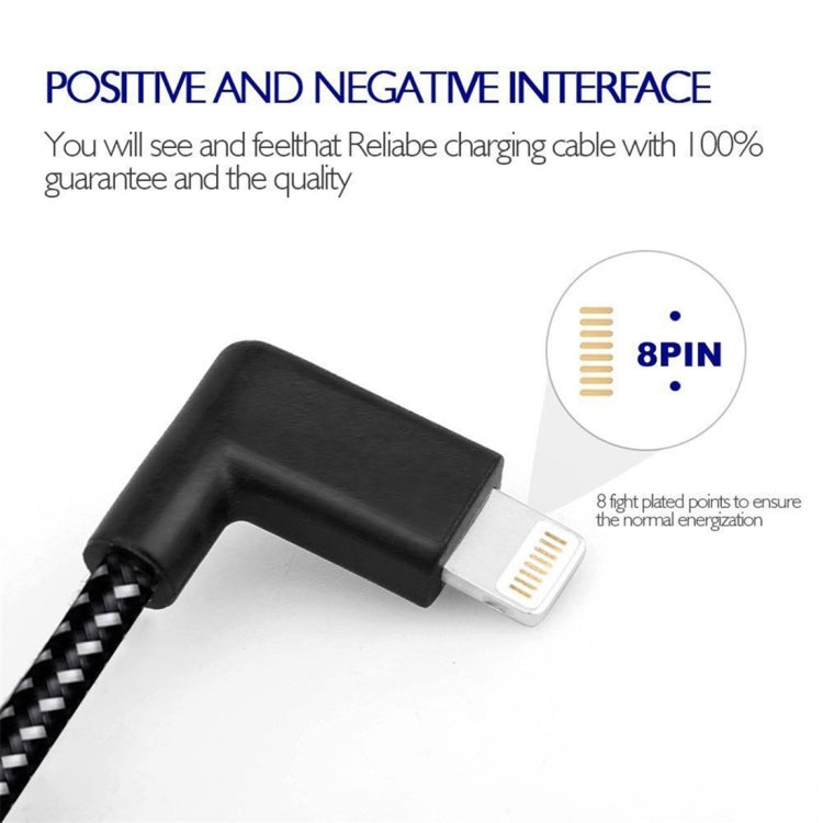 20cm 2A USB to 8 Pin Nylon Weave Style Double Elbow Data Sync Charging Cable - Normal Style Cable by buy2fix | Online Shopping UK | buy2fix