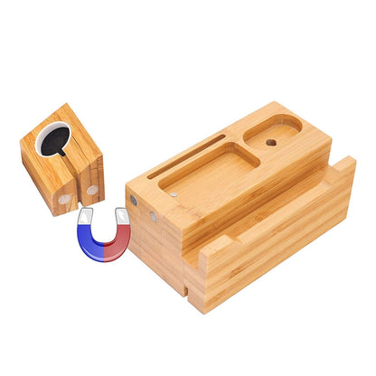 Multi-function Bamboo Charging Station Charger Stand Management Base with 3 USB Ports, EU Plug - Multifunction Charger by buy2fix | Online Shopping UK | buy2fix